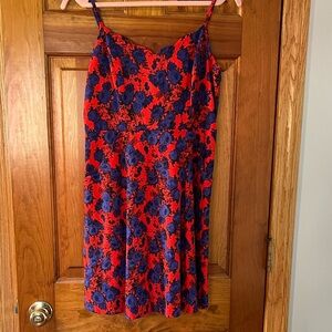 Market & Spruce Red and Blue Floral Dress